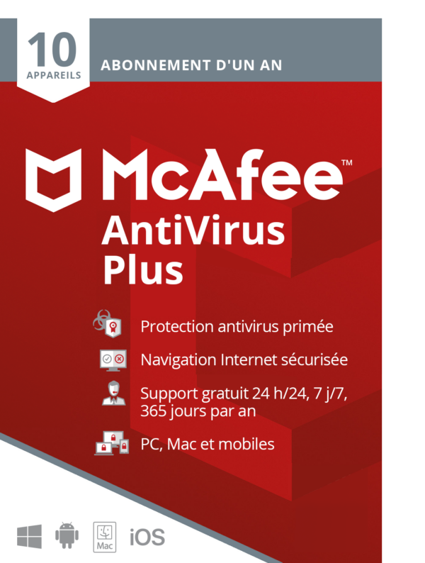 McAfee AntiVirus PLUS, Sécurité Internet, 1O POSTES