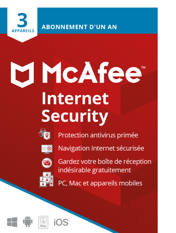McAfee Internet Security, Antivirus et sécurité Internet, 3 appareils