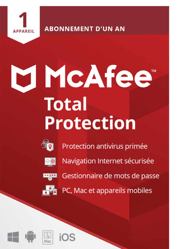 McAfee Total Protection, Antivirus et sécurité Internet, 1 appareil