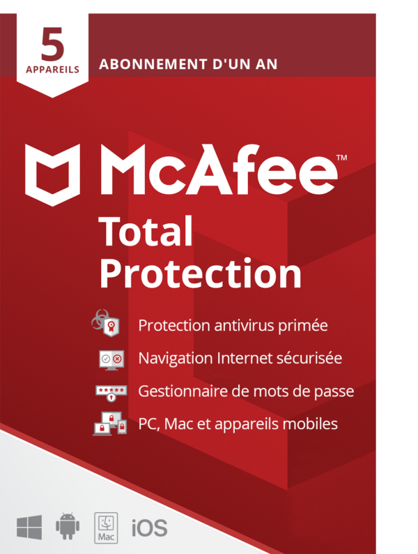 McAfee Total Protection, Antivirus et sécurité Internet, 5 appareils